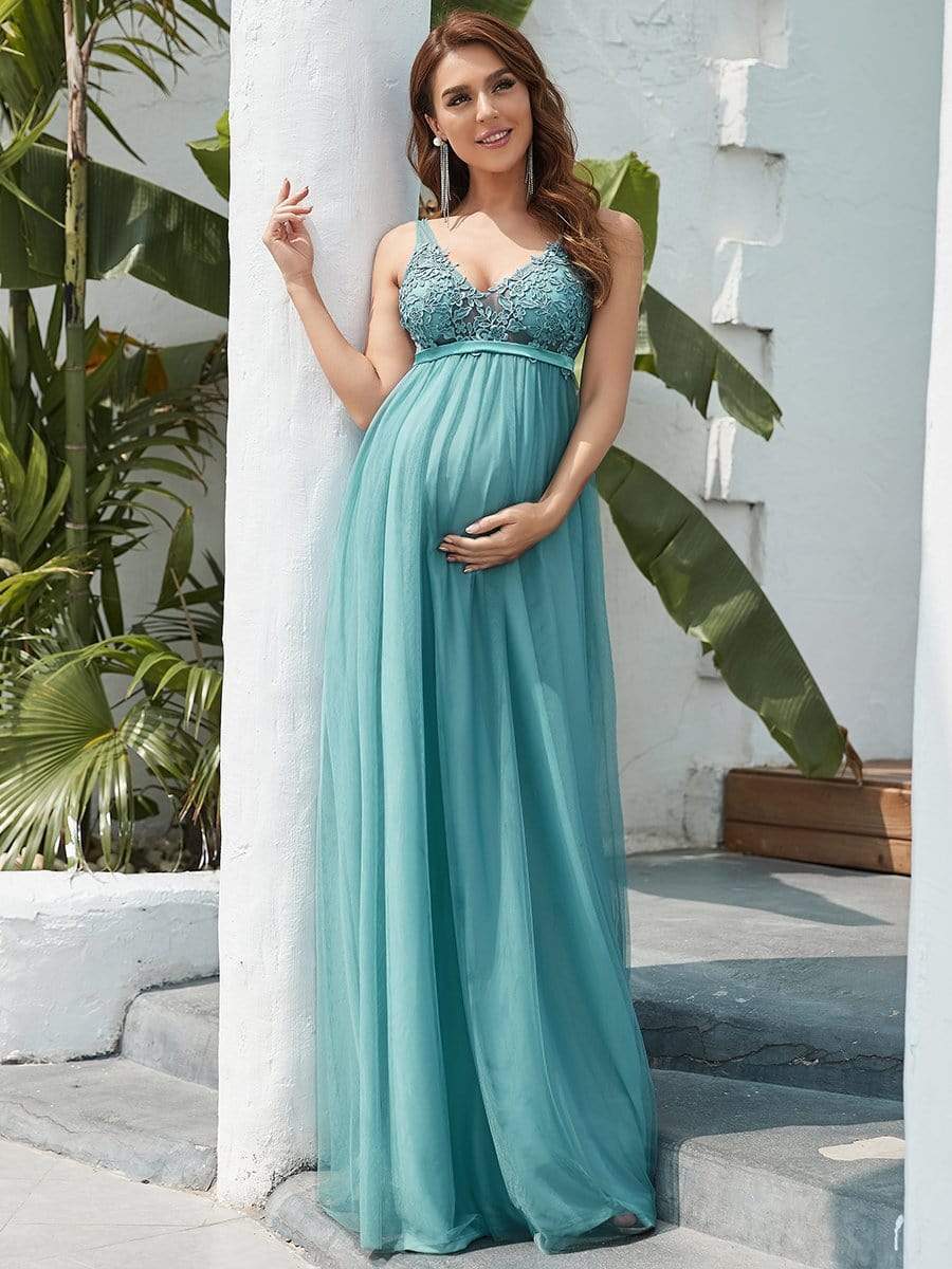 dusty blue maternity dress